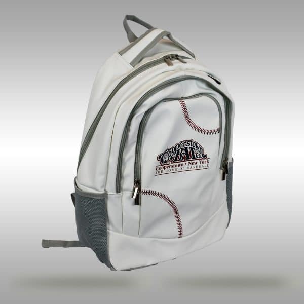 Cooperstown Bat Baseball Leather Backpack with baseball stitches