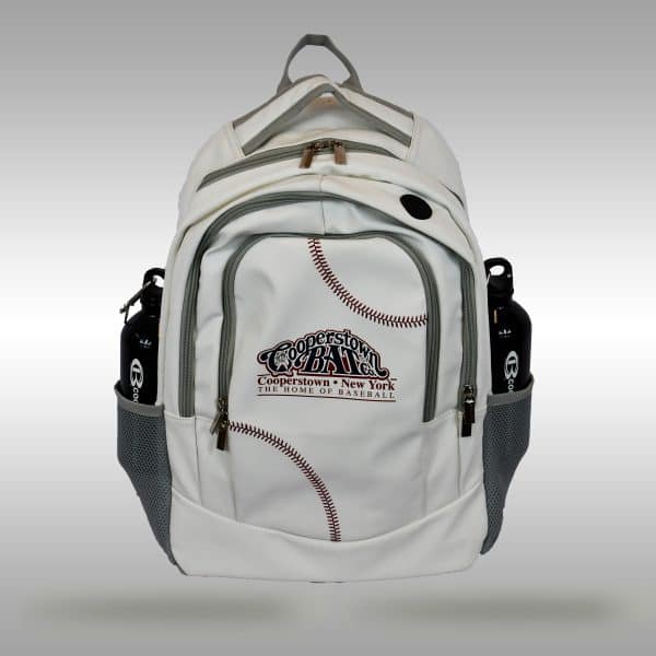 Cooperstown Bat Baseball Leather Backpack with baseball stitches