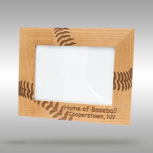 5x7 picture frame with engraved baseball stitches - Home of Baseball - Cooperstown, NY